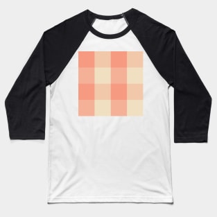 Peach and Cream Gingham Check Pattern | Cottage Core Prairie Style Baseball T-Shirt
